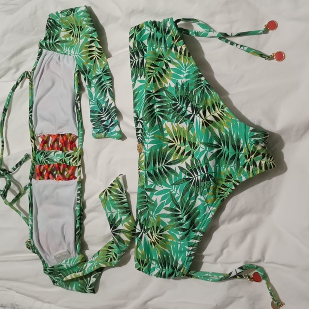 OneDadeMar 2 Piece Bikini XS Gandul Bandeau Top Embroidery and Embellishments - Picture 11 of 14